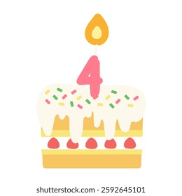 4th birthday decoration cake illustration