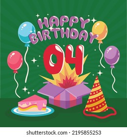 4th birthday greeting card template