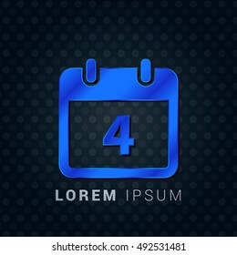 4th Calendar Blue metallic chromium precious Icon / Logo Design
