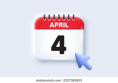 4th day of the month icon. Calendar date 3d icon. Event schedule date. Meeting appointment time. 4th day of April month. Calendar event reminder date. Vector