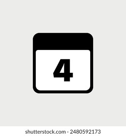 4th day of the month, minimalist calendar. Vector icon