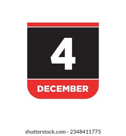 4th December calendar page icon. 4 Dec vector