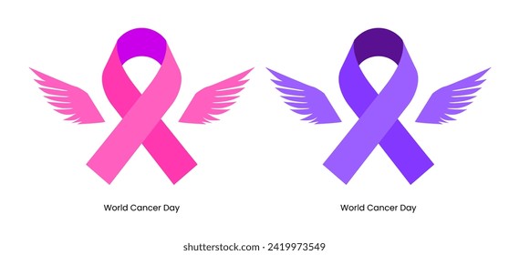 4.º Día Mundial del Cáncer de febrero con alas 2 colores