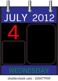 4th or Fourth of July Hard Texture Calendar Style Vector