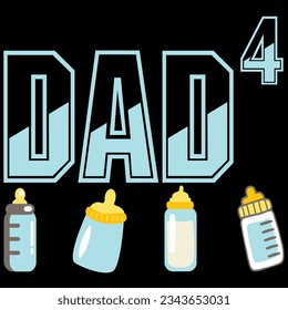 4Th fourth time dad father of 4 kids baby t-shirt design