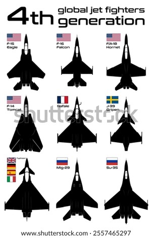 4th generation global jet fighters vector illustration
