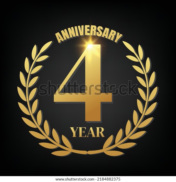 4th Golden Anniversary Logowith Laurel Wreath Stock Vector (Royalty ...