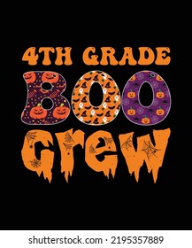 4th Grade Boo Crew Teacher Student Halloween Costume T-Shirt