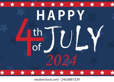 4th of July 2024 Independence day background. Perfect for invitations or announcements. 4th of July independence day poster, banner, flyer, background, template, with the greeting, usa flag.