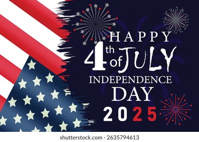 4th of July 2025 happy independence day social media post banner or background design with USA flag. United States of America Independence Day Celebration. Fourth July Independence Day Celebration.