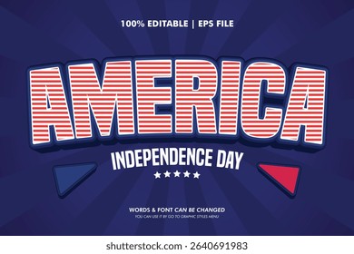 4th July 3d Editable Text Effect for Celebrating Independence Day