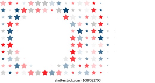 4th of July. Abstract background of red, blue, white stars in the colors of the United States, the patriotic stars of America. Vector illustration.