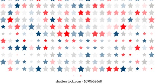 4th of July. Abstract background of red, blue, white stars in the colors of the United States, the patriotic stars of America. Vector illustration.