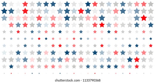 4th of July. Abstract background of red, blue, white stars in the colors of the United States, the patriotic stars of America. Vector illustration.
