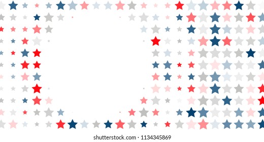 4th of July. Abstract background of red, blue, white stars in the colors of the United States, the patriotic stars of America. Vector illustration.
