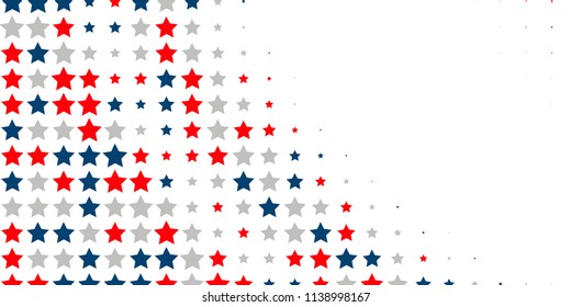 4th of July. Abstract background of red, blue, white stars in the colors of the United States, the patriotic stars of America. Vector illustration.
