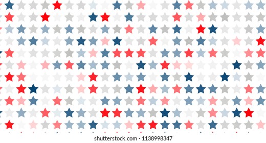 4th of July. Abstract background of red, blue, white stars in the colors of the United States, the patriotic stars of America. Vector illustration.