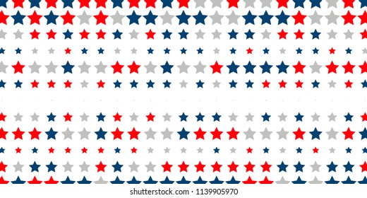 4th of July. Abstract background of red, blue, white stars in the colors of the United States, the patriotic stars of America. Vector illustration.