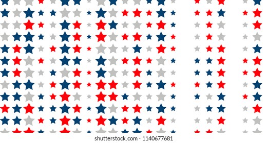 4th of July. Abstract background of red, blue, white stars in the colors of the United States, the patriotic stars of America. Vector illustration.