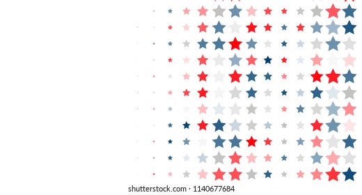 4th of July. Abstract background of red, blue, white stars in the colors of the United States, the patriotic stars of America. Vector illustration.