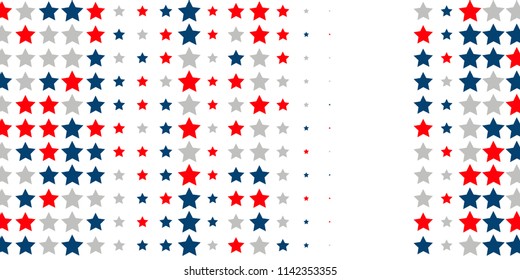 4th of July. Abstract background of red, blue, white stars in the colors of the United States, the patriotic stars of America. Vector illustration.