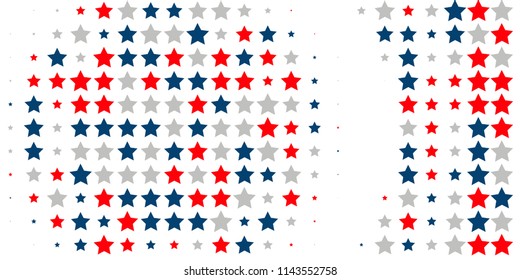 4th of July. Abstract background of red, blue, white stars in the colors of the United States, the patriotic stars of America. Vector illustration.