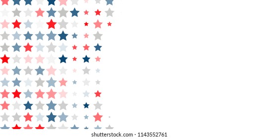 4th of July. Abstract background of red, blue, white stars in the colors of the United States, the patriotic stars of America. Vector illustration.