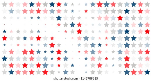 4th of July. Abstract background of red, blue, white stars in the colors of the United States, the patriotic stars of America. Vector illustration.