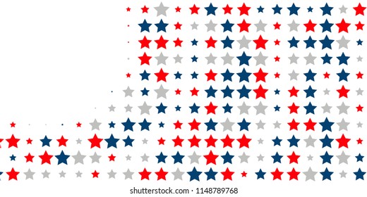 4th of July. Abstract background of red, blue, white stars in the colors of the United States, the patriotic stars of America. Vector illustration.