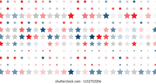 4th of July. Abstract background of red, blue, white stars in the colors of the United States, the patriotic stars of America. Vector illustration.