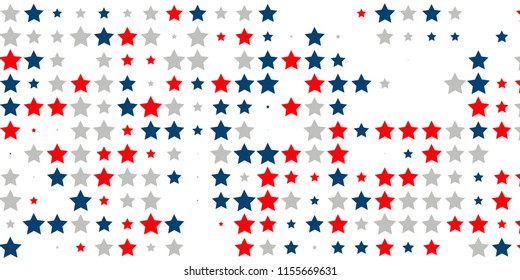 4th of July. Abstract background of red, blue, white stars in the colors of the United States, the patriotic stars of America. Vector illustration.