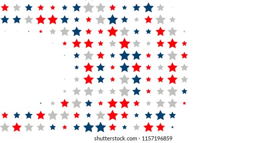 4th of July. Abstract background of red, blue, white stars in the colors of the United States, the patriotic stars of America. Vector illustration.