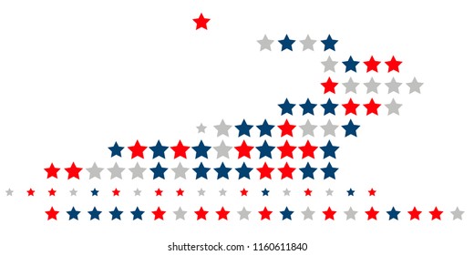 4th of July. Abstract background of red, blue, white stars in the colors of the United States, the patriotic stars of America. Vector illustration.