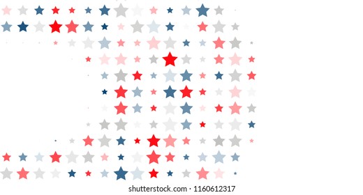 4th of July. Abstract background of red, blue, white stars in the colors of the United States, the patriotic stars of America. Vector illustration.