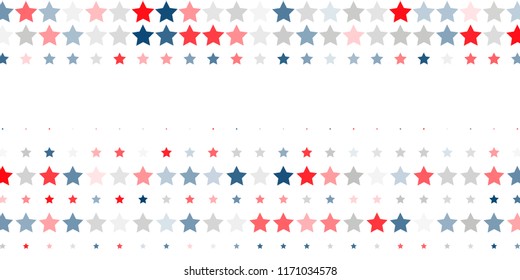 4th of July. Abstract background of red, blue, white stars in the colors of the United States, the patriotic stars of America. Vector illustration.