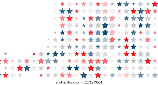 4th of July. Abstract background of red, blue, white stars in the colors of the United States, the patriotic stars of America. Vector illustration.