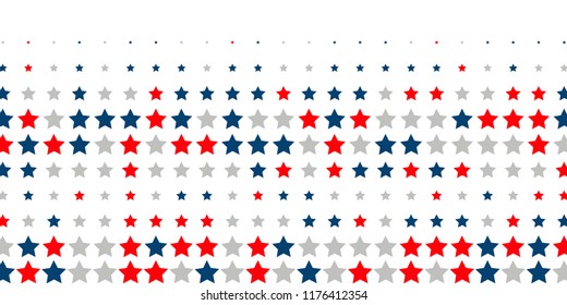 4th of July. Abstract background of red, blue, white stars in the colors of the United States, the patriotic stars of America. Vector illustration.