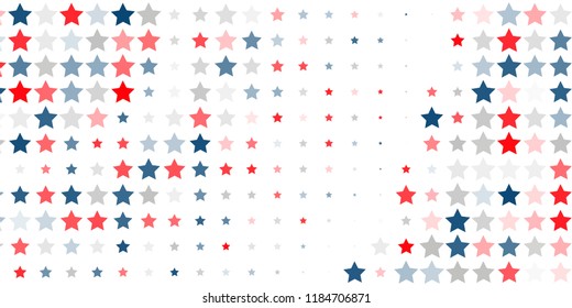 4th of July. Abstract background of red, blue, white stars in the colors of the United States, the patriotic stars of America. Vector illustration.