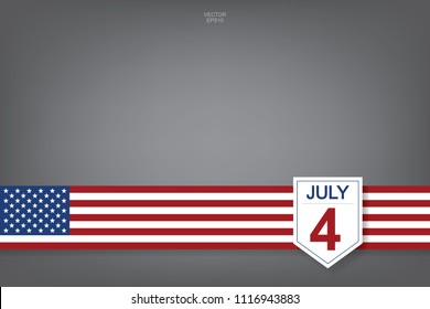 4th of July - Abstract background sign and symbol for USA(United States of America) Independence Day. Vector illustration.