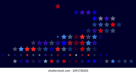 4th of July. Abstract dark blue background from red, blue, white stars in the colors of the United States, the patriotic stars of America. Vector illustration.
