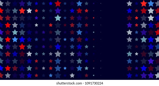 4th of July. Abstract dark blue background from red, blue, white stars in the colors of the United States, the patriotic stars of America. Vector illustration.