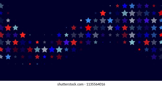 4th of July. Abstract dark blue background from red, blue, white stars in the colors of the United States, the patriotic stars of America. Vector illustration.
