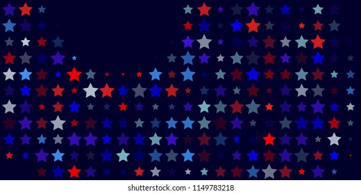 4th of July. Abstract dark blue background from red, blue, white stars in the colors of the United States, the patriotic stars of America. Vector illustration.