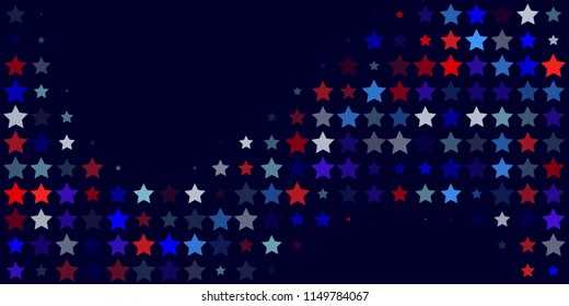 4th of July. Abstract dark blue background from red, blue, white stars in the colors of the United States, the patriotic stars of America. Vector illustration.