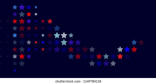 4th of July. Abstract dark blue background from red, blue, white stars in the colors of the United States, the patriotic stars of America. Vector illustration.