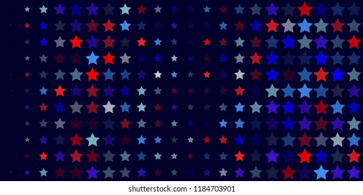 4th of July. Abstract dark blue background from red, blue, white stars in the colors of the United States, the patriotic stars of America. Vector illustration.