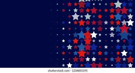 4th of July. Abstract dark blue background from red, blue, white stars in the colors of the United States, the patriotic stars of America. Vector illustration.