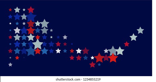 4th of July. Abstract dark blue background from red, blue, white stars in the colors of the United States, the patriotic stars of America. Vector illustration.