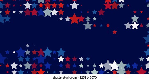 4th of July. Abstract dark blue background from red, blue, white stars in the colors of the United States, the patriotic stars of America. Vector illustration.
