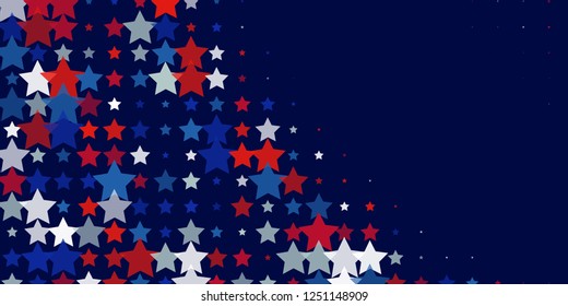 4th of July. Abstract dark blue background from red, blue, white stars in the colors of the United States, the patriotic stars of America. Vector illustration.